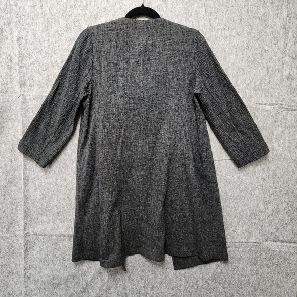 Eileen Fisher Crosshatch Jacquard Long Cardigan Jacket Size XS Nuetral Lagenlook - Picture 4 of 11